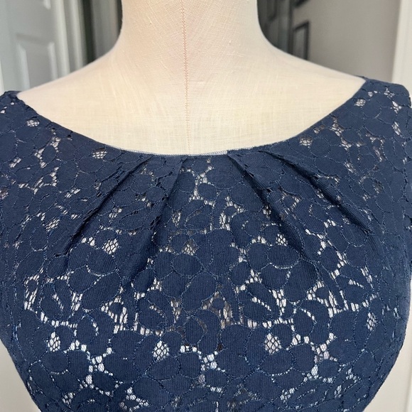 JASMINE lace over navy sleeves mini dress with back cut out - Picture 5 of 16